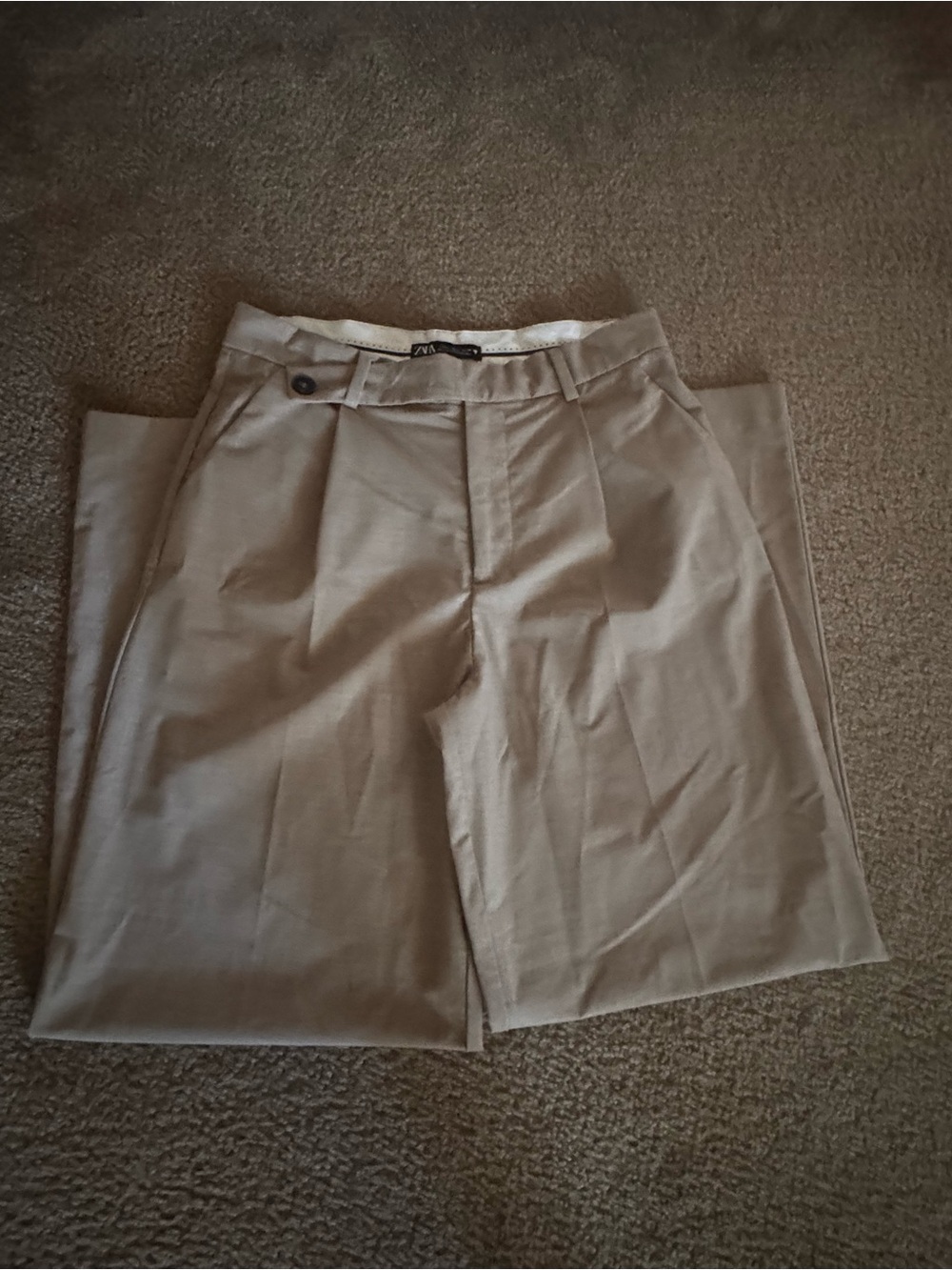 Zara Wide-Leg Trousers in Beige
